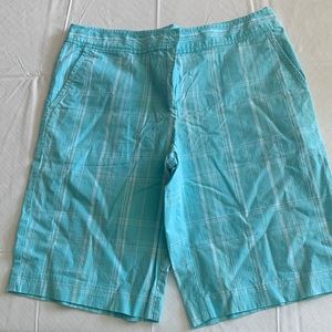 Womens mint/white plaid Bermuda shorts sz 10